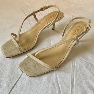 Schutz Heloise Stiletto Sandals Oyster 7